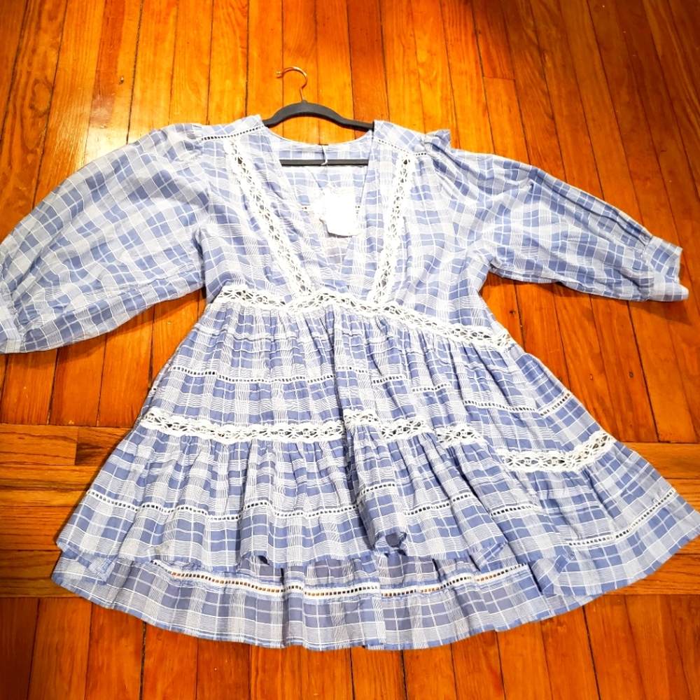 Free People Blue/White Chambray Top.